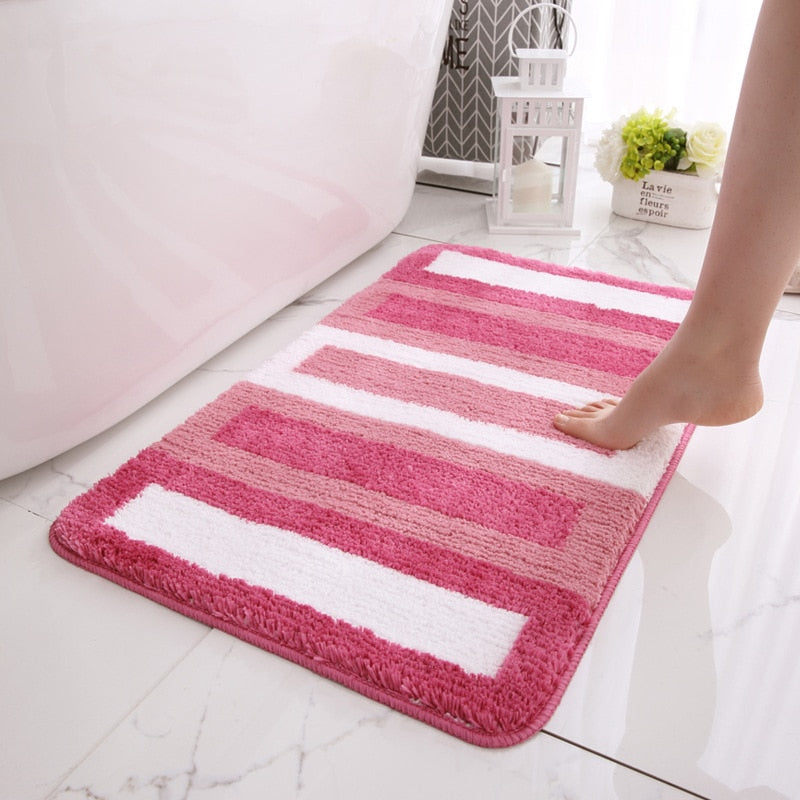 Flocking Bath Carpet Floor Mats for Indoor Household Bathroom Bathtub Non Slip Rubber Backing Absorbent Bath Mats Entrance Rug