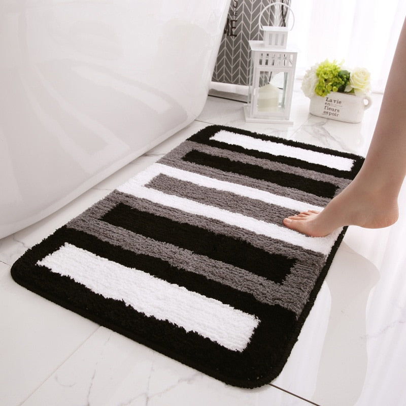 Flocking Bath Carpet Floor Mats for Indoor Household Bathroom Bathtub Non Slip Rubber Backing Absorbent Bath Mats Entrance Rug