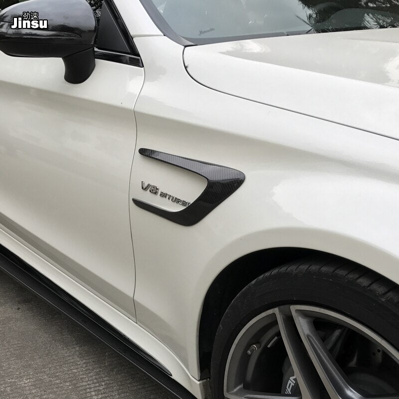 Front Fenders decorative Trim Side Scoops Carbon Fiber for Mercedes Benz C-Class W205 C63 AMG 2-Door 2015 2016 2017 2PCS/SET