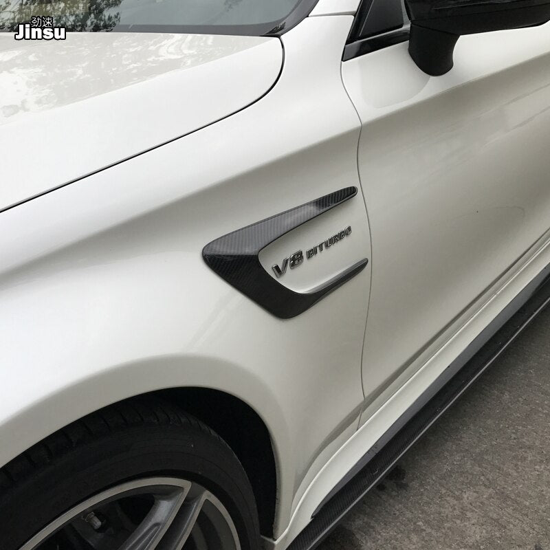 Front Fenders decorative Trim Side Scoops Carbon Fiber for Mercedes Benz C-Class W205 C63 AMG 2-Door 2015 2016 2017 2PCS/SET