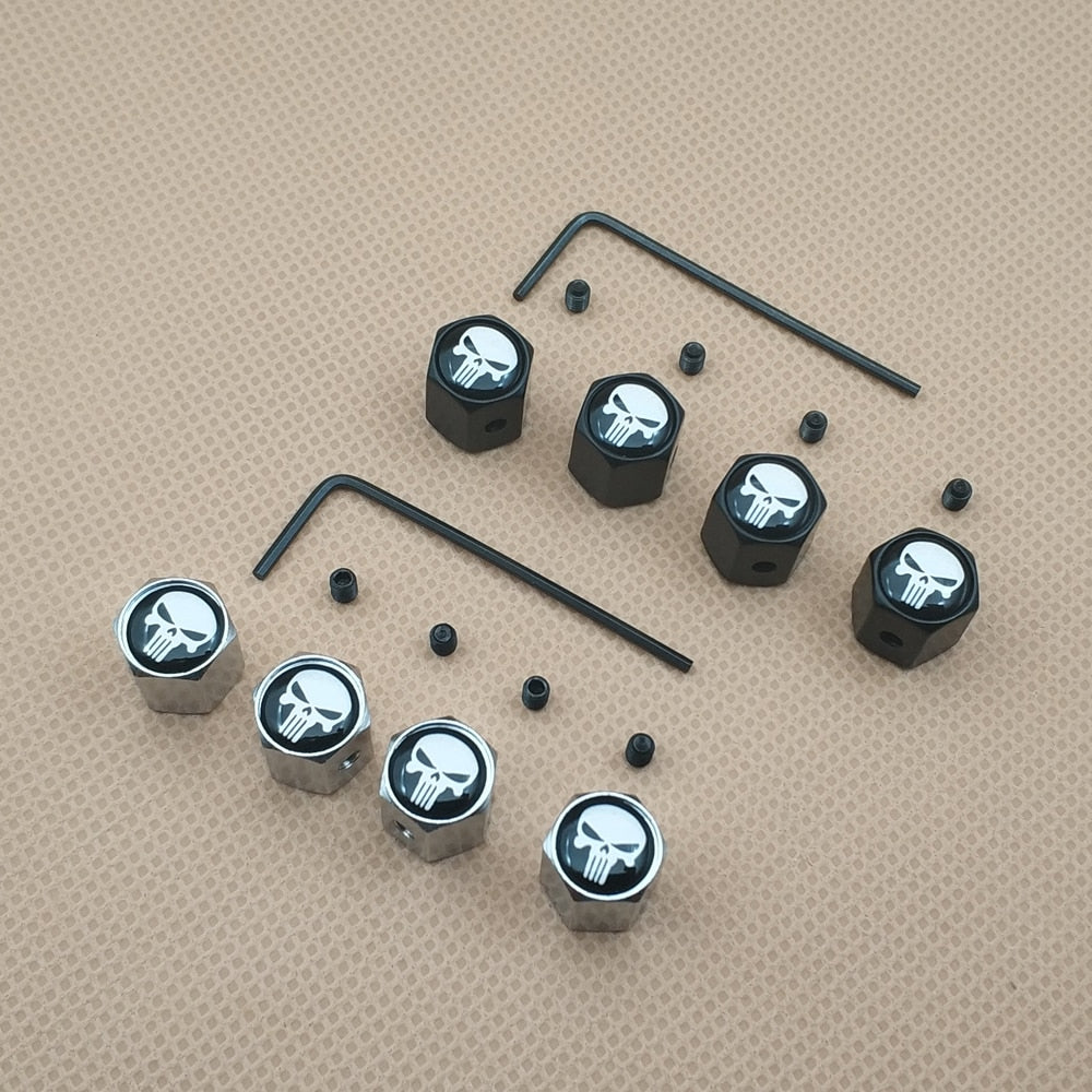 4Pcs Anti theft Dust Wheel  Tire Valve Air Cap punisher Badge  Covers For Car  Leakproof