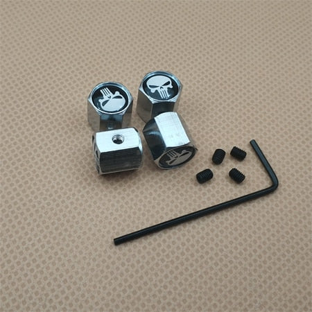 4Pcs Anti theft Dust Wheel  Tire Valve Air Cap punisher Badge  Covers For Car  Leakproof