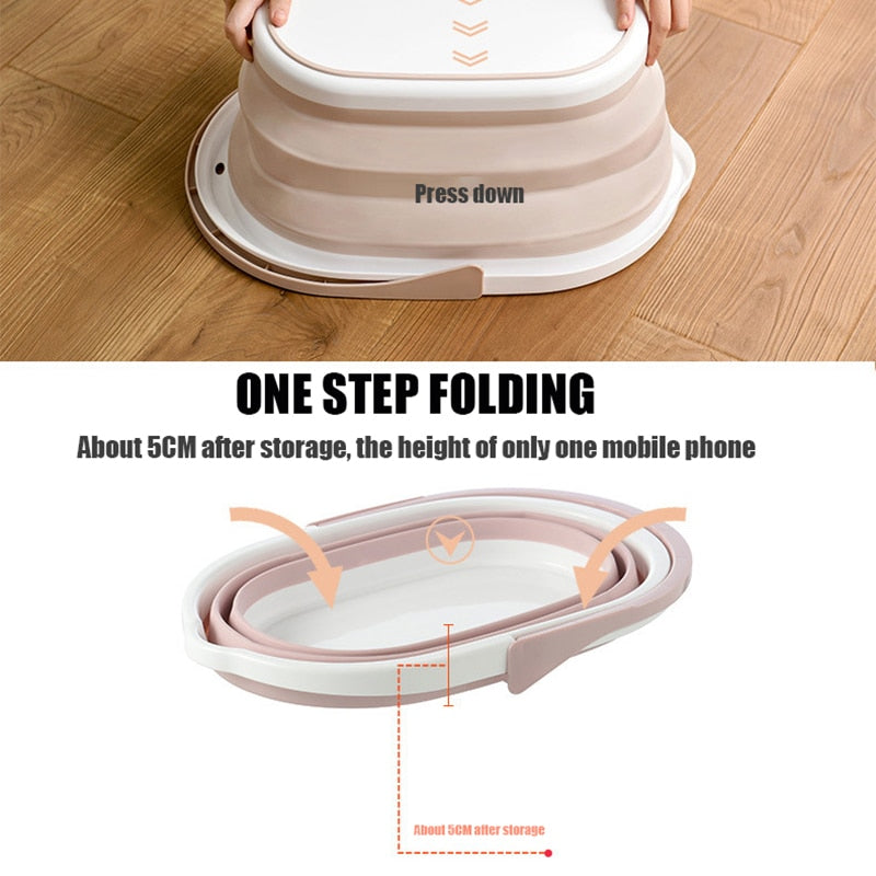 Folding Plastic Mop Bucket Camping Wash Bucket With Handle Collapsible Floor Mop Cleaning Fishing Car Wash Bucket Household Tool