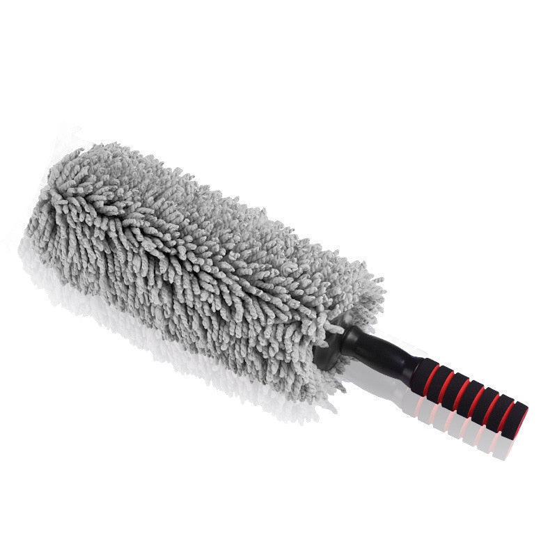 Car Dusting Duster Super Fiber Retractable Wax Mop Car Wash Wax Brush Soft Hair Anti-static Round Car Mop Cleaning Tool