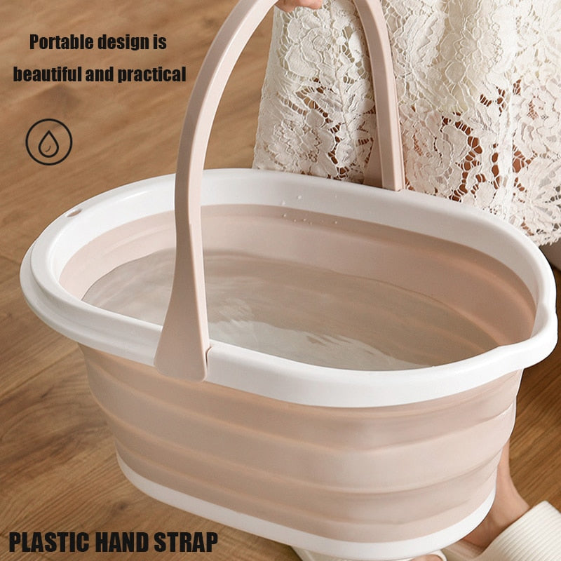 Folding Plastic Mop Bucket Camping Wash Bucket With Handle Collapsible Floor Mop Cleaning Fishing Car Wash Bucket Household Tool