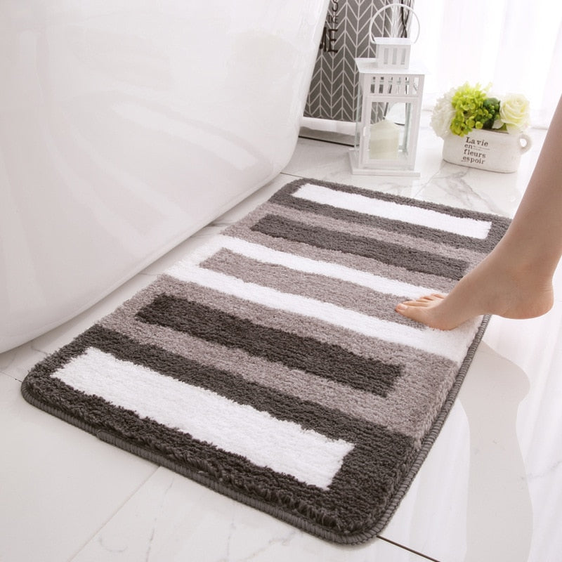 Flocking Bath Carpet Floor Mats for Indoor Household Bathroom Bathtub Non Slip Rubber Backing Absorbent Bath Mats Entrance Rug