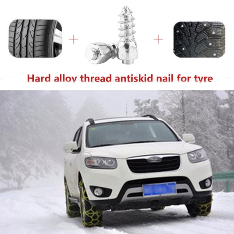 100 Pcs 12mm Car SUV ATV Anti-Slip Screw Spin Wheel Socket Snow Tire Spikes Trim