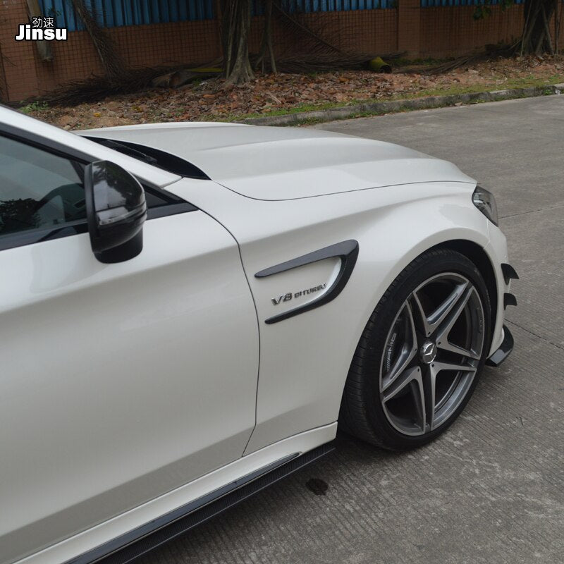 Front Fenders decorative Trim Side Scoops Carbon Fiber for Mercedes Benz C-Class W205 C63 AMG 2-Door 2015 2016 2017 2PCS/SET