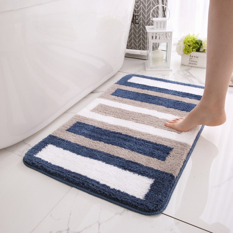 Flocking Bath Carpet Floor Mats for Indoor Household Bathroom Bathtub Non Slip Rubber Backing Absorbent Bath Mats Entrance Rug