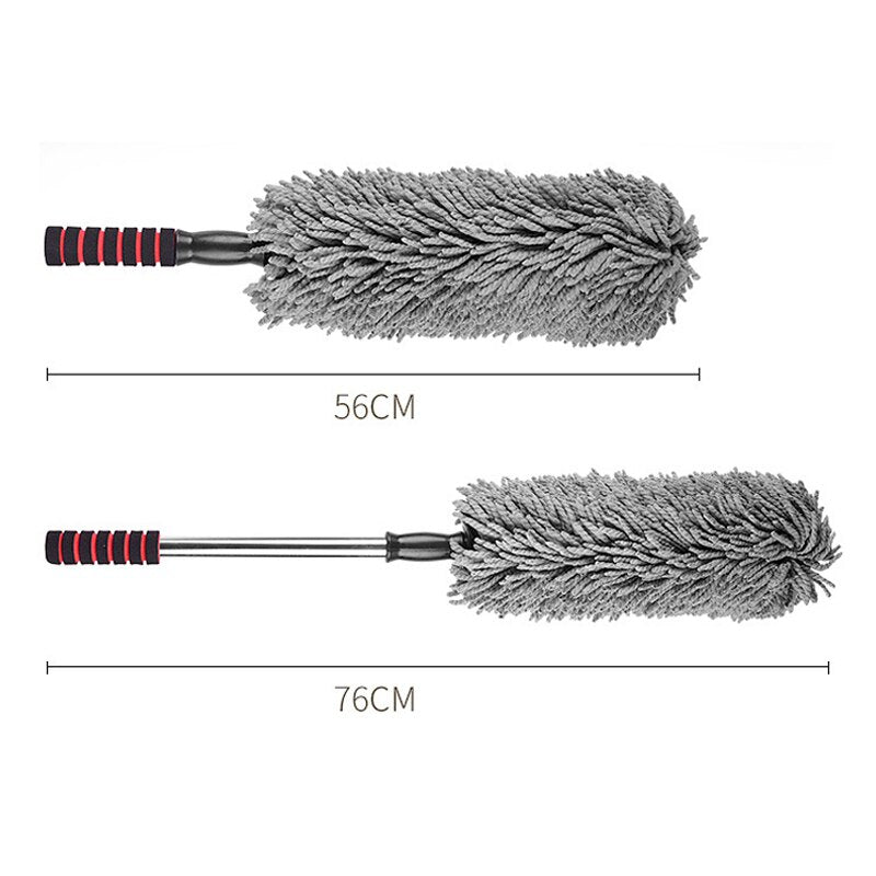 Car Dusting Duster Super Fiber Retractable Wax Mop Car Wash Wax Brush Soft Hair Anti-static Round Car Mop Cleaning Tool