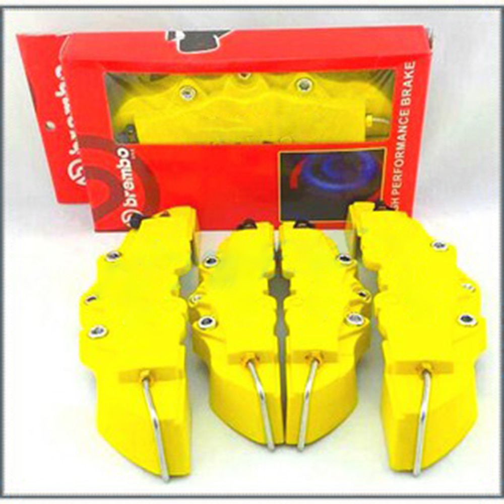 4Pcs 3D Disc Brake Caliper Cover Universal Style Disc Front And Rear Kit Fit  2 Pieces Medium And 2 Pieces Small